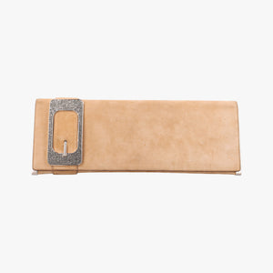 Pre-owned Gucci Romy Beige Suede 167738 clutchbag | stylenewstar