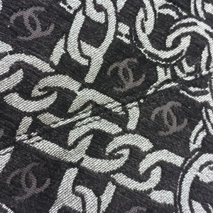Vintage Chanel Interlocking CC Chain Motif Black Cotton Canvas interwoven A29996 shoulderbag | stylenewstar
