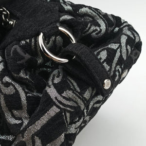 Vintage Chanel Interlocking CC Chain Motif Black Cotton Canvas interwoven A29996 shoulderbag | stylenewstar