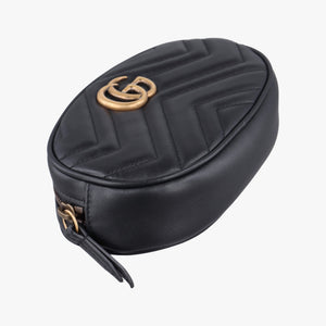 Pre-owned Gucci GG Marmont Black Leather 476434 bum bag/waist bag | stylenewstar