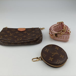Pre-owned Louis Vuitton MULTI POCHETTE ACCESSOIRES MARRON×ROSE CLAIRE Monogram Canvas M44840 shoulderbag | stylenewstar