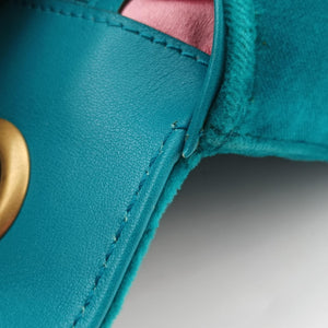 Pre-owned Gucci GG Marmont Blue velour 443497 shoulderbag | stylenewstar