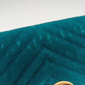 Pre-owned Gucci GG Marmont Blue velour 443497 shoulderbag | stylenewstar