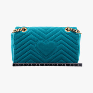 Pre-owned Gucci GG Marmont Blue velour 443497 shoulderbag | stylenewstar