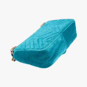 Pre-owned Gucci GG Marmont Blue velour 443497 shoulderbag | stylenewstar