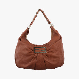 Pre-owned Fendi Mia Brown Leather 8BR631 shoulderbag | stylenewstar