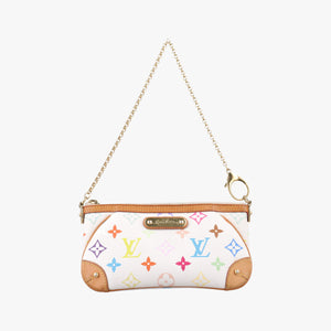 Pre-owned Louis Vuitton Pochette Mira MM Pouch white Monogram Multicolor M60096 handbag | stylenewstar