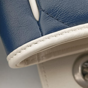 Pre-owned Gucci GG Marmont White×Blue Leather 443497 shoulderbag | stylenewstar