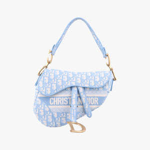 Pre-owned Christian Dior Saddle Blue Jacquard handbag | stylenewstar