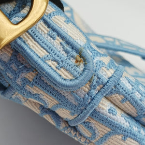 Pre-owned Christian Dior Saddle Blue Jacquard handbag | stylenewstar