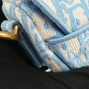 Pre-owned Christian Dior Saddle Blue Jacquard handbag | stylenewstar
