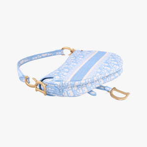 Pre-owned Christian Dior Saddle Blue Jacquard handbag | stylenewstar
