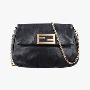 Pre-owned Fendi Fendista Pochette Black Leather 8M0276 shoulderbag | stylenewstar