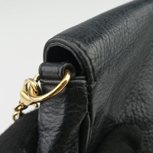 Pre-owned Fendi Fendista Pochette Black Leather 8M0276 shoulderbag | stylenewstar