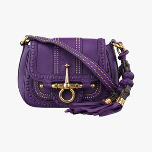 Pre-owned Gucci Snaffle Bit Purple Leather 263956 shoulderbag | stylenewstar