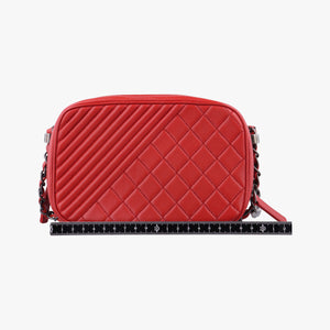 Pre-owned Chanel Coco Boy Camera Case Red lambskin A92655 shoulderbag | stylenewstar