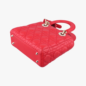 Pre-owned Christian Dior Lady Dior Red lambskin shoulderbag | stylenewstar