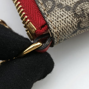 Secondhand Gucci GG Supreme Heart Chain Pochette Beige×red PVC coated canvas 456866 handbag | stylenewstar