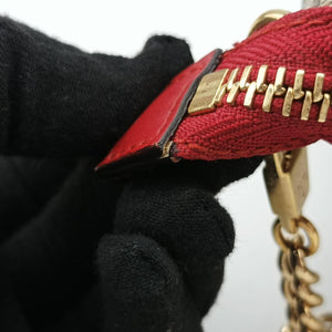 Secondhand Gucci GG Supreme Heart Chain Pochette Beige×red PVC coated canvas 456866 handbag | stylenewstar