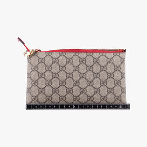Secondhand Gucci GG Supreme Heart Chain Pochette Beige×red PVC coated canvas 456866 handbag | stylenewstar