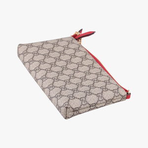 Secondhand Gucci GG Supreme Heart Chain Pochette Beige×red PVC coated canvas 456866 handbag | stylenewstar