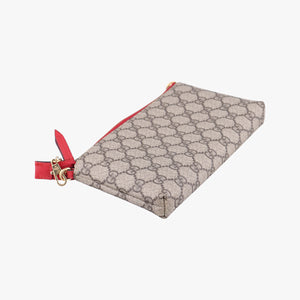 Secondhand Gucci GG Supreme Heart Chain Pochette Beige×red PVC coated canvas 456866 handbag | stylenewstar
