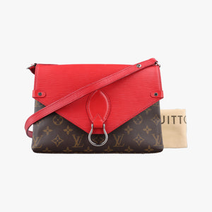Vintage Louis Vuitton SAINT MICHEL brown×COQUELICOT Monogram Canvas×calf leather M44031 shoulderbag | stylenewstar