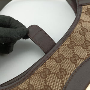 Pre-owned Gucci GG Canvas Punch Hobo Beige×brown Canvas×Leather 145781 shoulderbag | stylenewstar