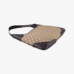 Pre-owned Gucci GG Canvas Punch Hobo Beige×brown Canvas×Leather 145781 shoulderbag | stylenewstar