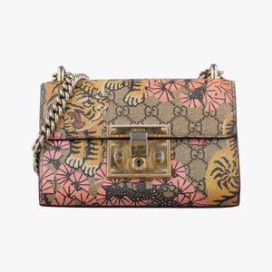 Vintage Gucci Padlock beige×Multicolour PVC coated canvas×Leather 409487 shoulderbag | stylenewstar