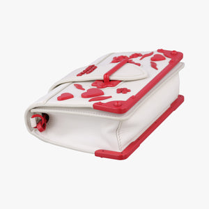 Secondhand Prada Cahier Heart and Flower White×red leather shoulderbag | stylenewstar