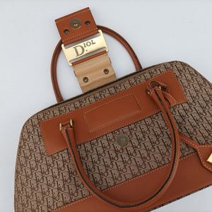 Vintage Christian Dior Street Chic Trotter Brown canvas×leather handbag | stylenewstar