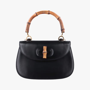 Pre-owned Gucci Bamboo Black Leather 000-21 shoulderbag | stylenewstar