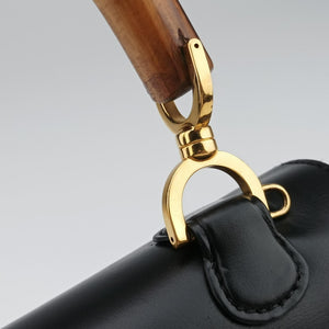 Pre-owned Gucci Bamboo Black Leather 000-21 shoulderbag | stylenewstar