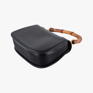 Pre-owned Gucci Bamboo Black Leather 000-21 shoulderbag | stylenewstar