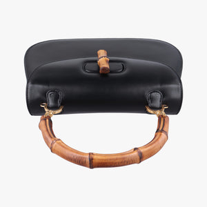 Pre-owned Gucci Bamboo Black Leather 000-21 shoulderbag | stylenewstar