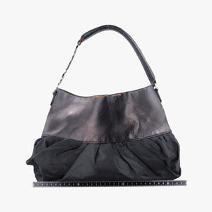 Secondhand Christian Dior Corset Hobo Black Leather × Nylon handbag | stylenewstar