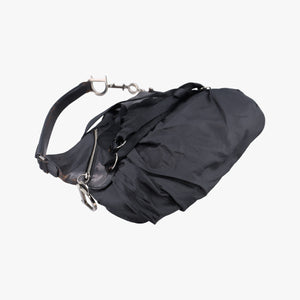 Secondhand Christian Dior Corset Hobo Black Leather × Nylon handbag | stylenewstar