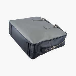 Pre-owned Prada business bag briefcase Grey x Navy SAFFIANO Leather 2VE363 handbag | stylenewstar