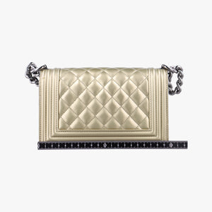 Secondhand Chanel BOY CHANEL Golden Patent Leather A67085 shoulderbag | stylenewstar