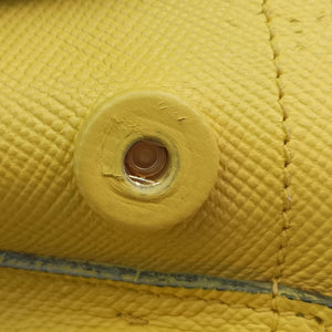 Pre-owned Prada Double Cuir Yellow SAFFIANO Leather BN2756 handbag | stylenewstar