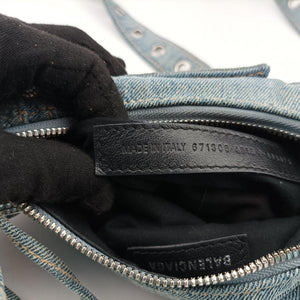 Pre-owned Balenciaga Le Cagole Blue denim shoulderbag | stylenewstar
