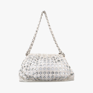 Pre-owned Chanel Perforated Chain White Leather A34884 shoulderbag | stylenewstar