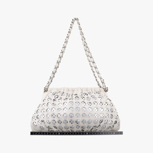 Pre-owned Chanel Perforated Chain White Leather A34884 shoulderbag | stylenewstar