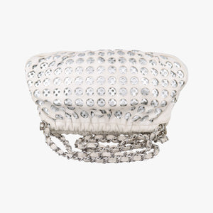 Pre-owned Chanel Perforated Chain White Leather A34884 shoulderbag | stylenewstar