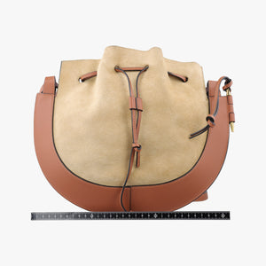 Pre-owned Loewe Horseshoe Brown x Beige Suede x Leather shoulderbag | stylenewstar
