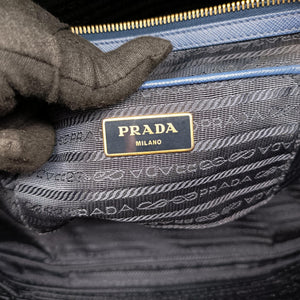 Pre-owned Prada Galleria Blue SAFFIANO Leather BN2274 handbag | stylenewstar