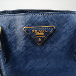 Pre-owned Prada Galleria Blue SAFFIANO Leather BN2274 handbag | stylenewstar