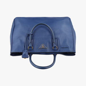 Pre-owned Prada Galleria Blue SAFFIANO Leather BN2274 handbag | stylenewstar