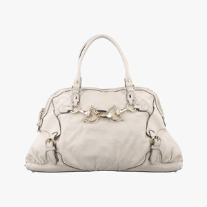 Pre-owned Gucci Horsebit Nail White Leather 189890 handbag | stylenewstar